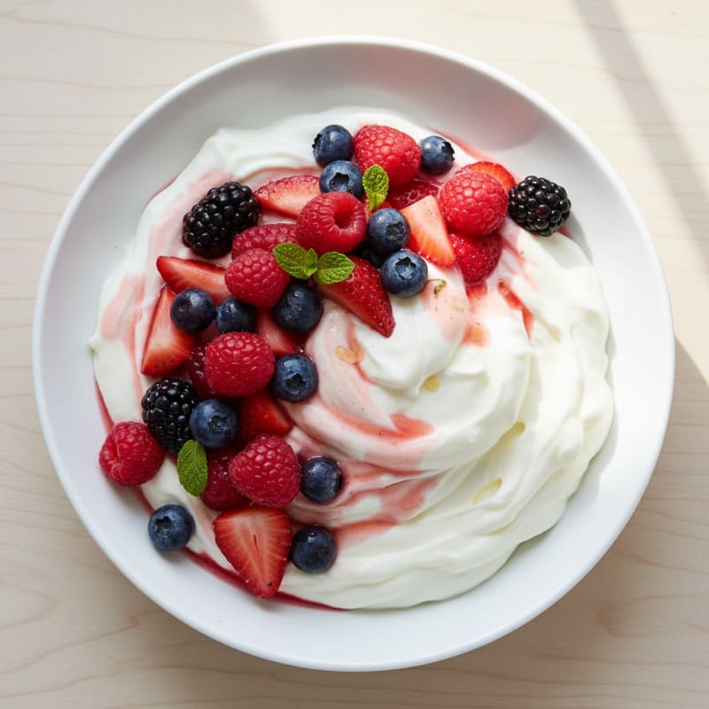 Silky Greek Yogurt Protein Mousse with Mixed Berries