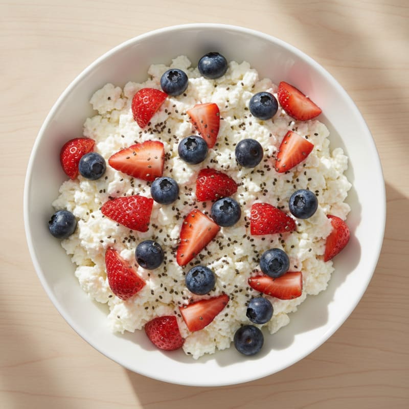 Cottage Cheese Berry Bowl with Chia Seeds