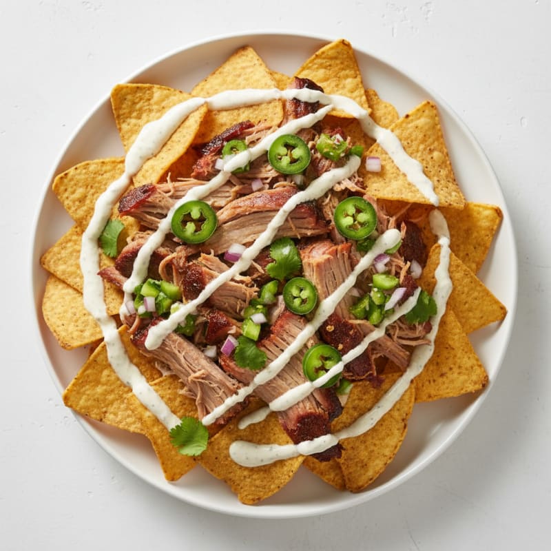 Smoky Pulled Pork Nachos with Zesty Crema