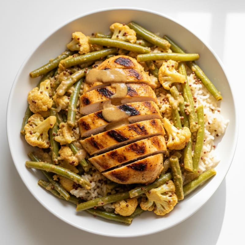 Grilled Chicken with Coconut Curry Vegetables
