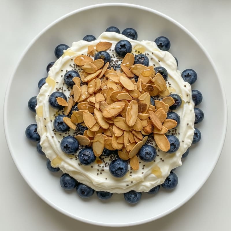 Creamy Vanilla Greek Yogurt Protein Parfait with Almonds