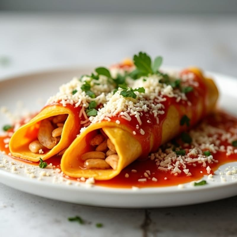 Creamy Baked Chicken Enchiladas with Zesty Chili Sauce