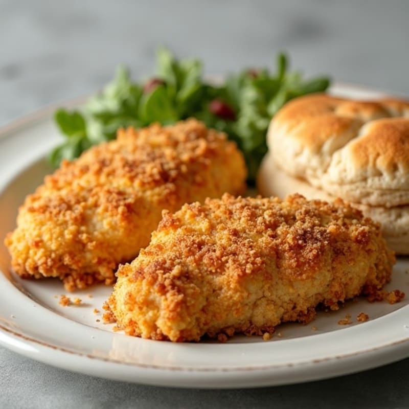 Crispy Baked Chicken with Savory Whole Wheat Biscuits