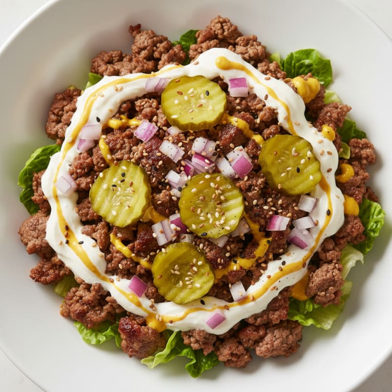 Creamy Ground Beef Big Mac Bowl
