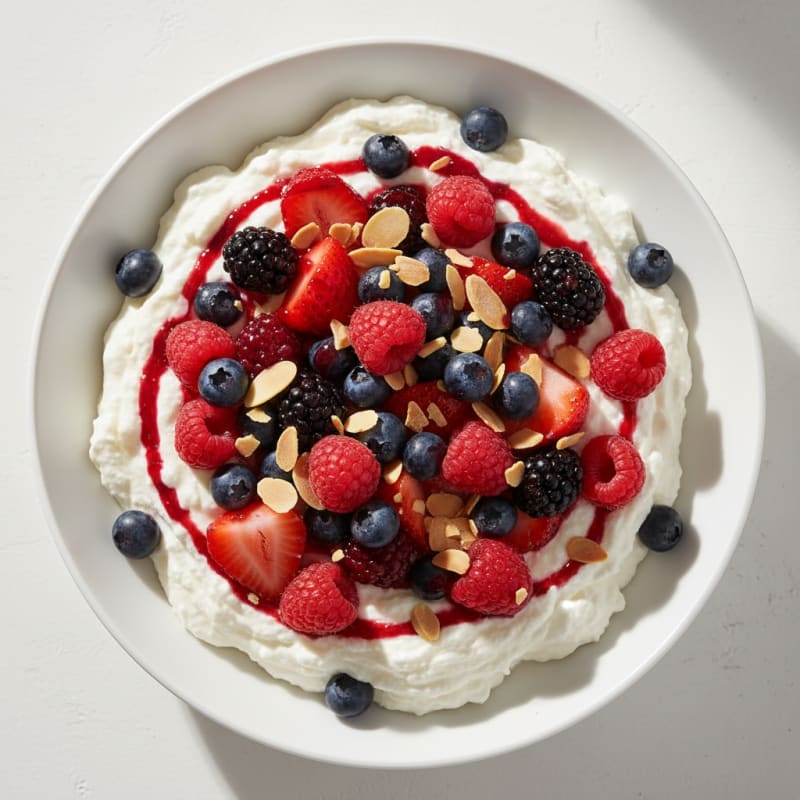 Greek Yogurt Protein Mousse with Mixed Berries
