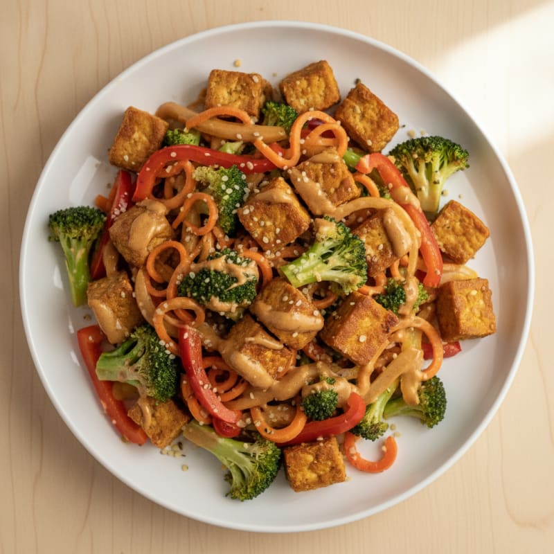 Tempeh Stir-Fry with Peanut Sauce