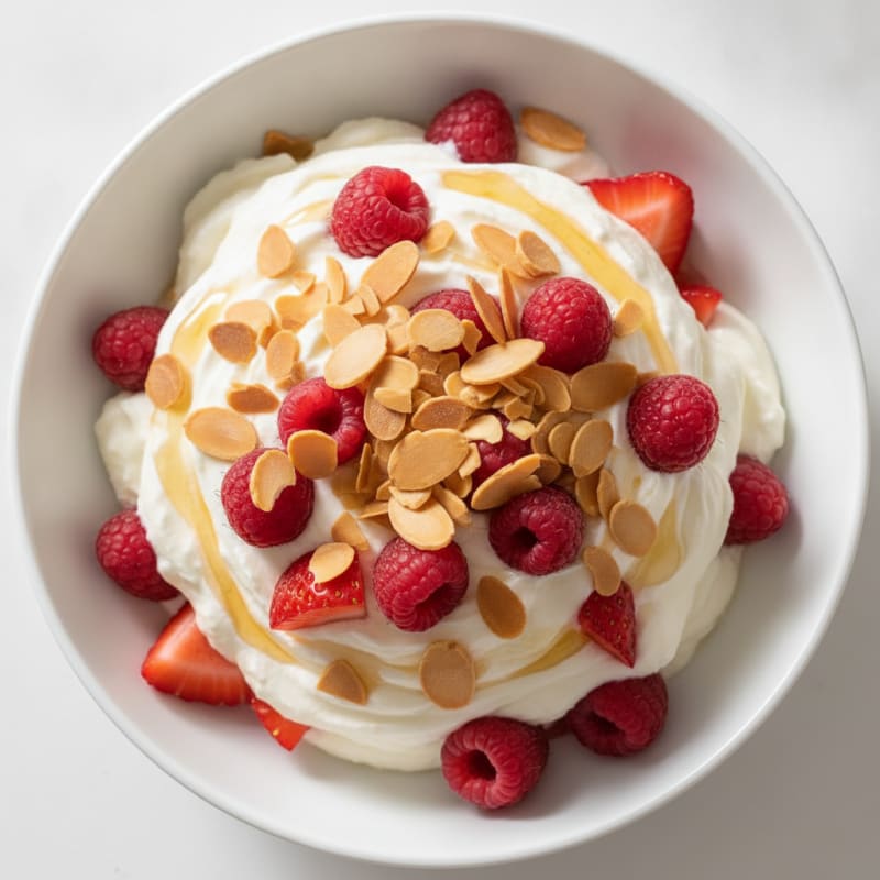 Silky Greek Yogurt Protein Parfait with Berries and Almonds