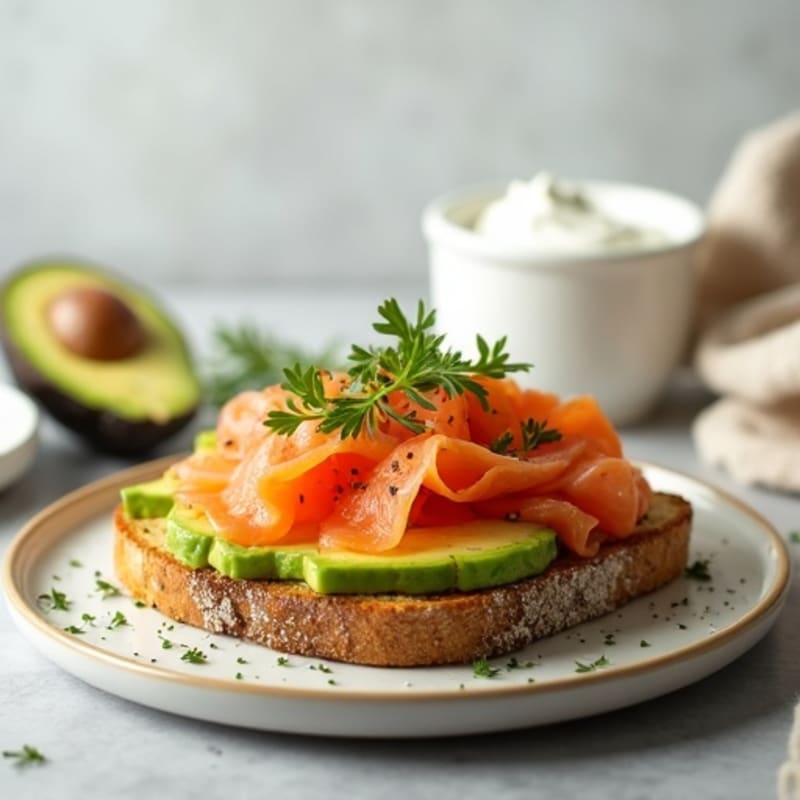 Smoked Salmon and Avocado Sourdough Toast with Greek Yogurt