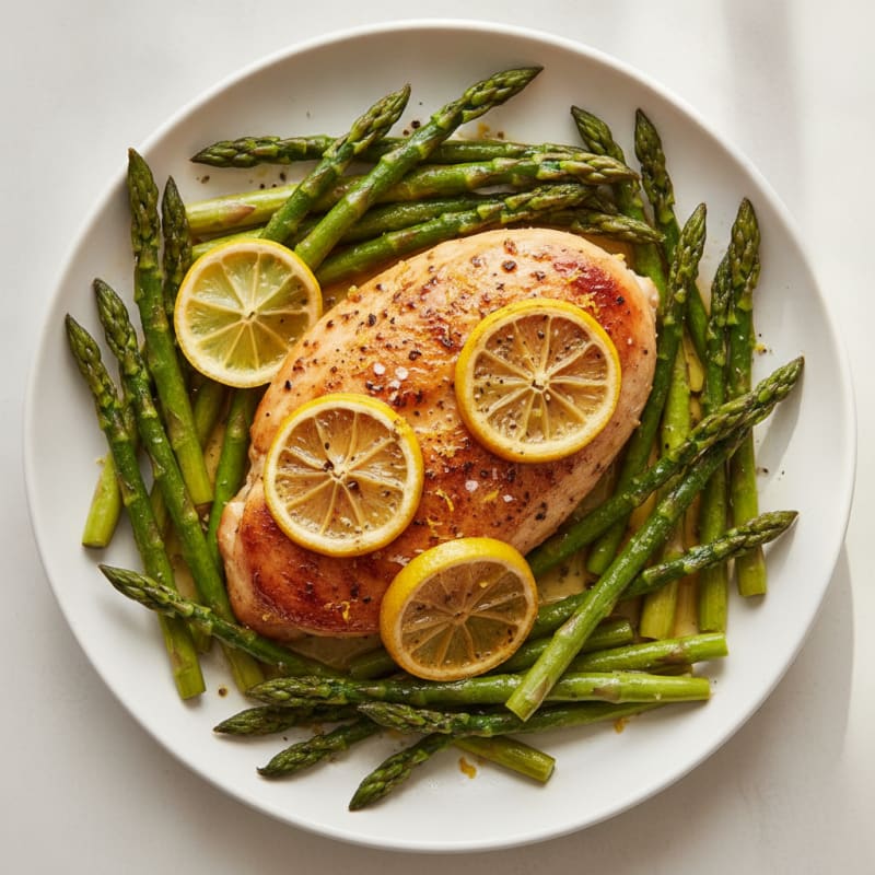 Lemon Herb Roasted Chicken with Asparagus