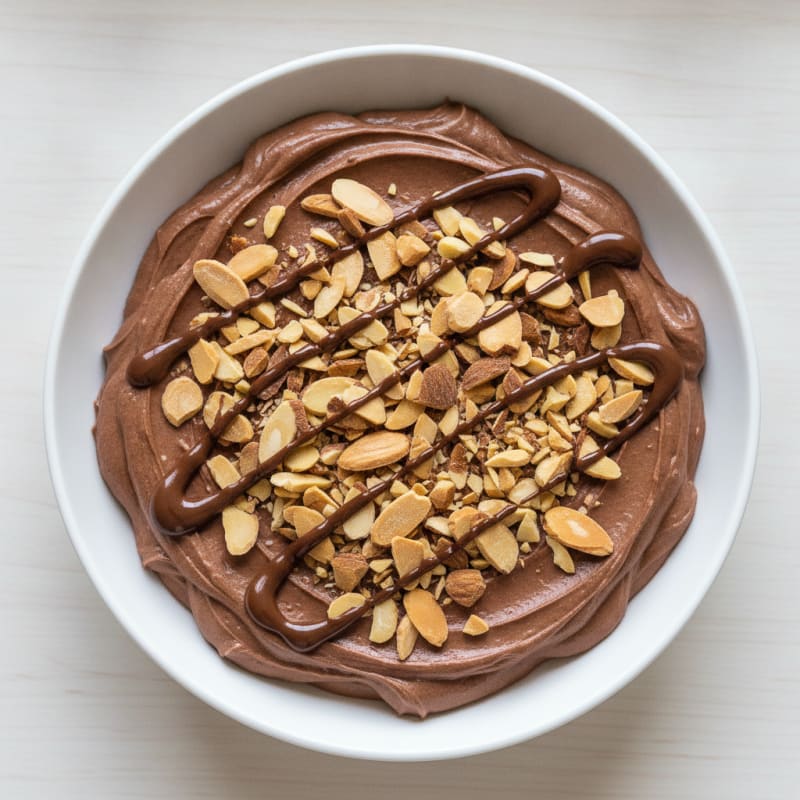 Chocolate Protein Pudding with Chopped Almonds