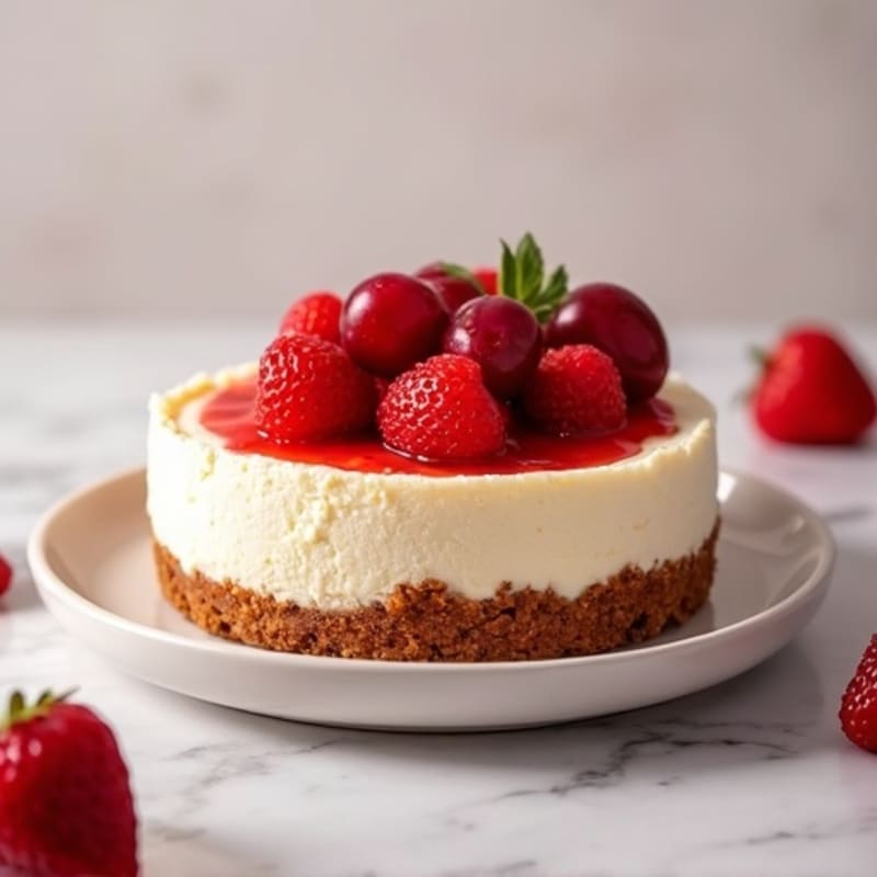 Strawberry Protein Cheesecake with Grape Compote