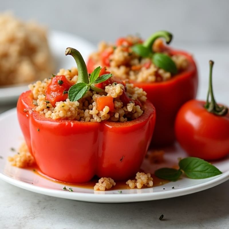 Bell Peppers Stuffed with Lean Ground Turkey and Brown Rice
