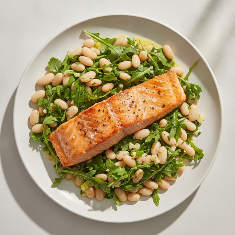 Pan-Seared Salmon with White Bean Salad