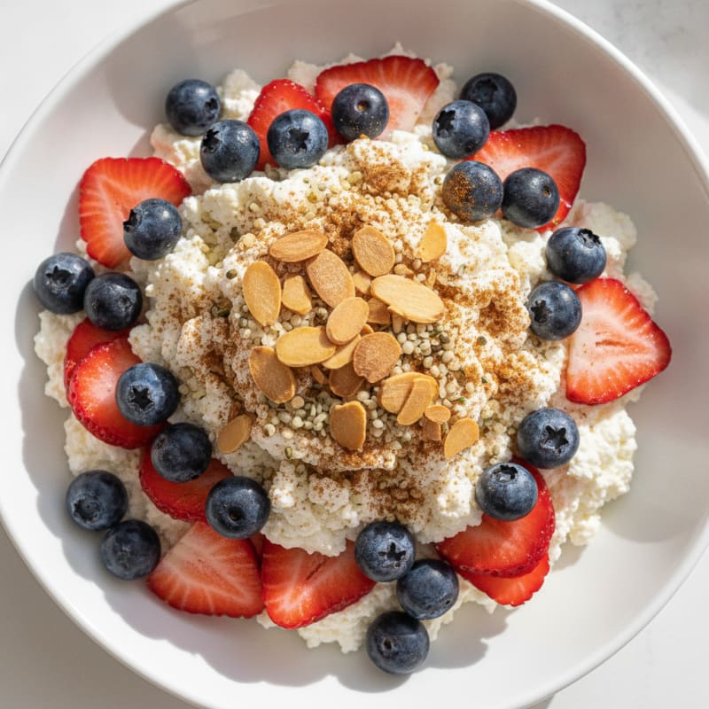 Cottage Cheese and Berry Protein Bowl with Almonds