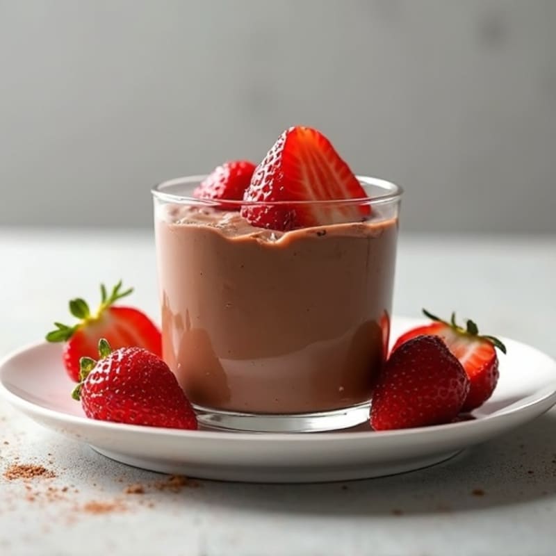 Silky Chocolate Protein Pudding with Fresh Strawberries