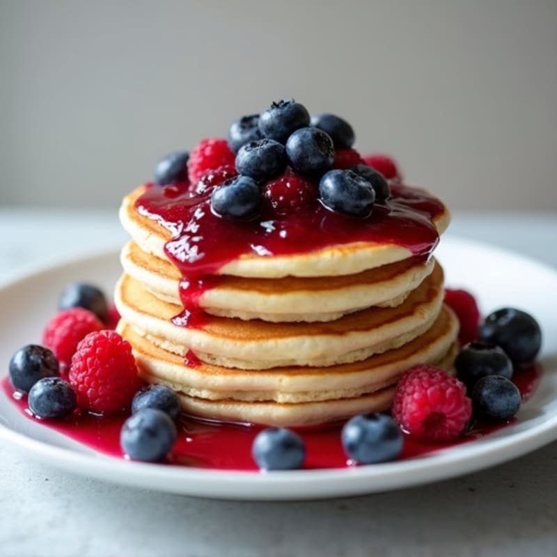 Fluffy Protein Pancakes with Berry Compote