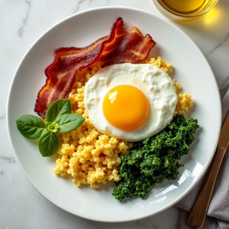 Egg White Scramble with Spinach and Turkey Bacon