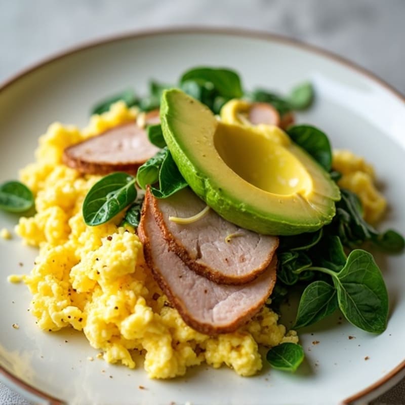 Scrambled Egg Whites with Roasted Turkey and Spinach