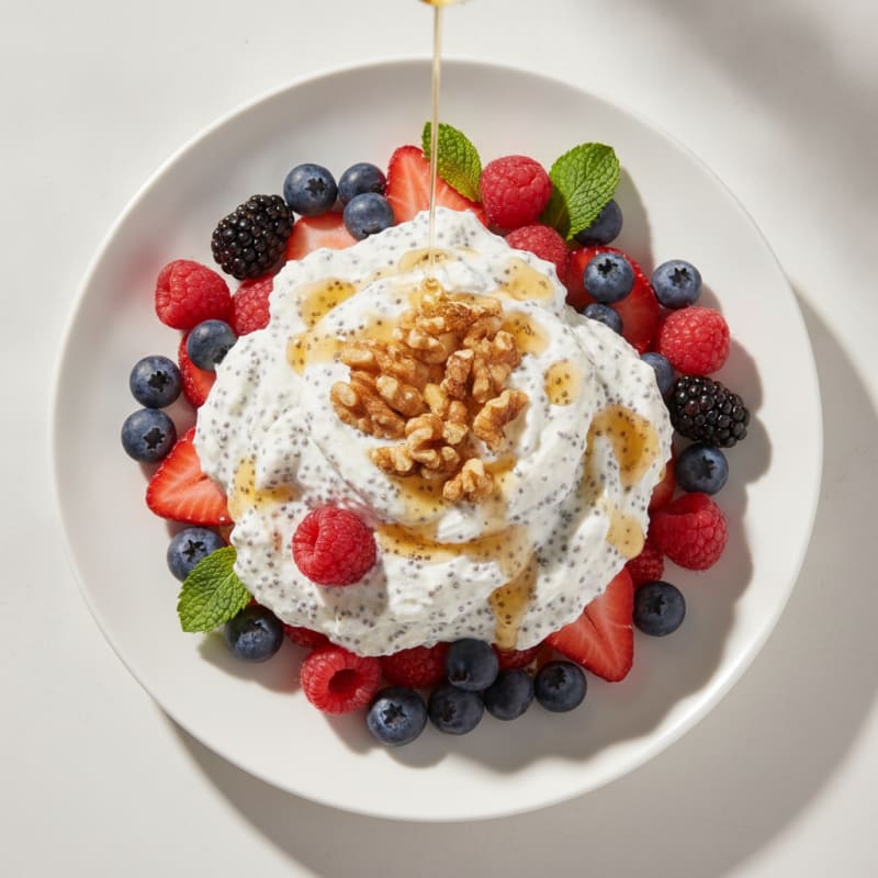 Silky Greek Yogurt Protein Mousse with Mixed Berries