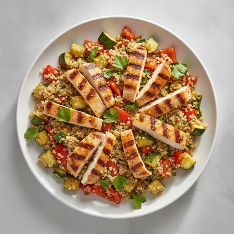 Grilled Chicken and Quinoa Salad with Roasted Vegetables