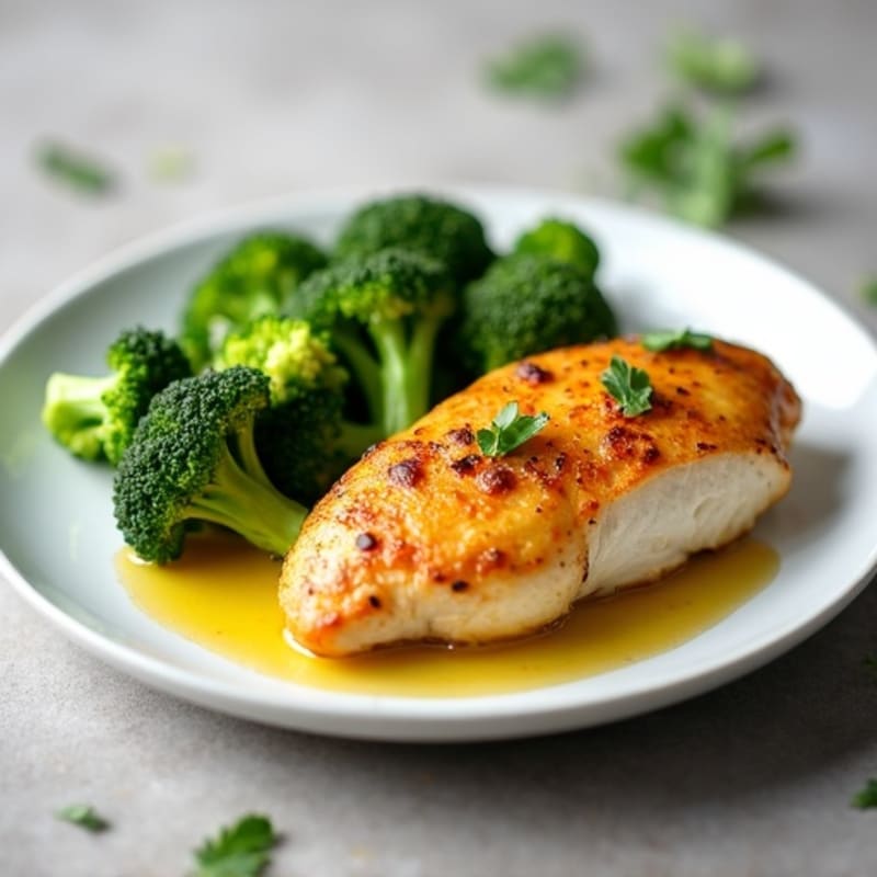 Oven-Baked Chicken Breast with Steamed Broccoli