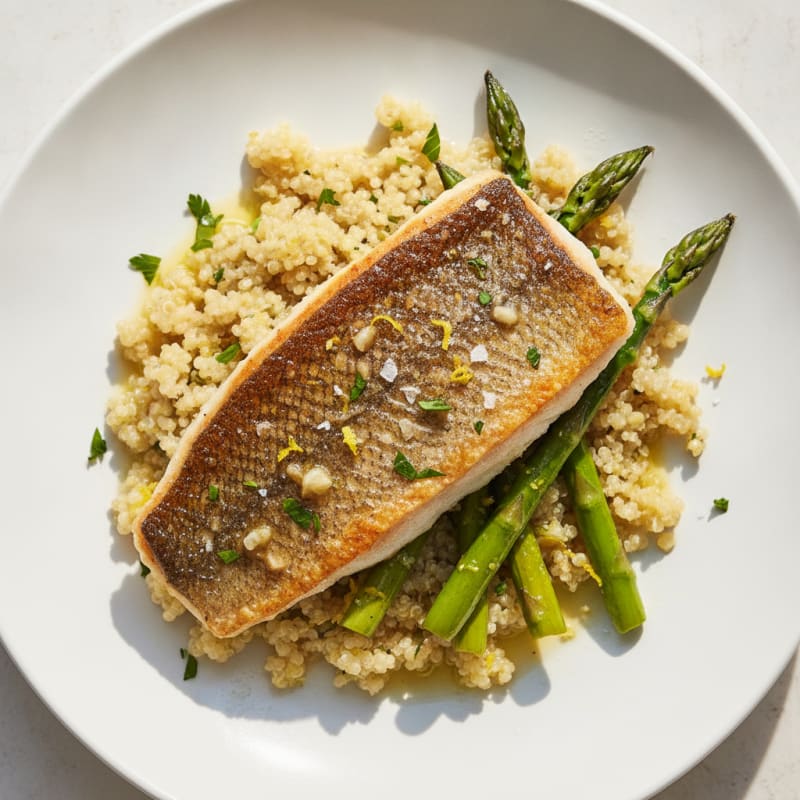 Pan-Seared Sea Bass with Lemon Quinoa