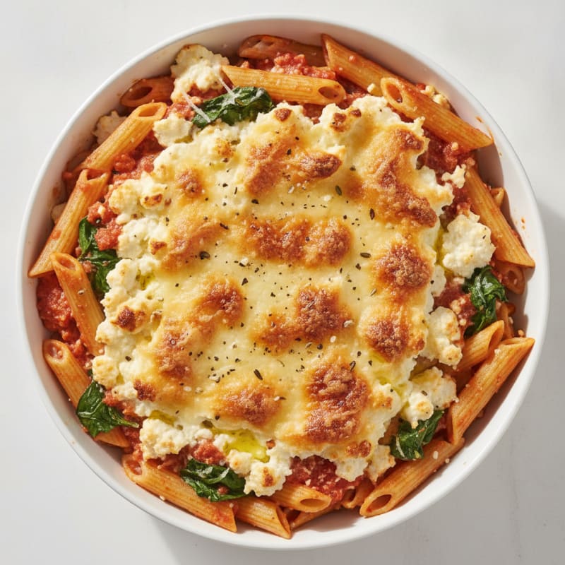 Baked Cottage Cheese Pasta with Marinara