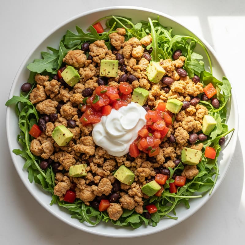 Ground Turkey Taco Salad with Black Beans