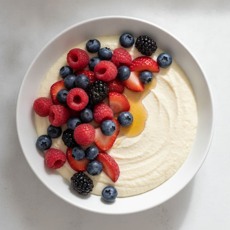 Silky Vanilla Protein Pudding with Fresh Berries