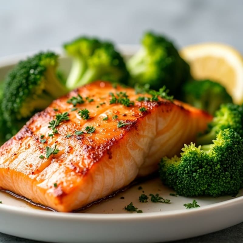 Seared Salmon with Roasted Broccoli and Lemon