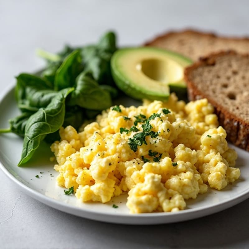 Scrambled Egg Whites with Cottage Cheese and Spinach