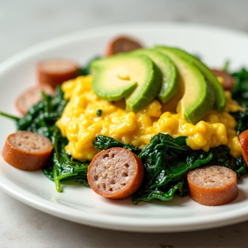 Egg White and Turkey Sausage Scramble with Spinach