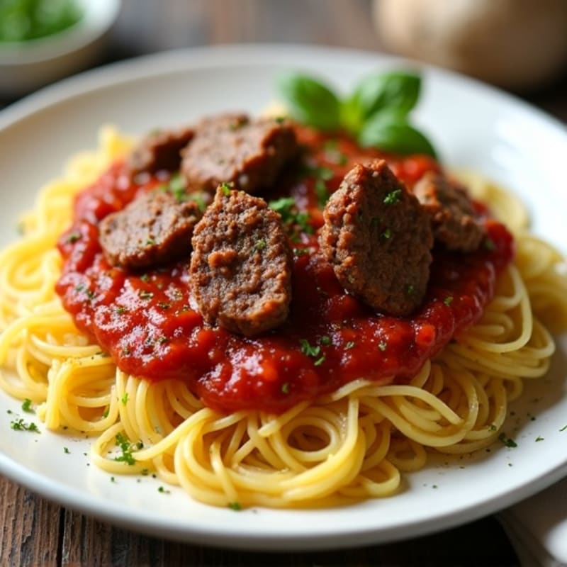Hearty Ground Beef Marinara with Roasted Spaghetti Squash
