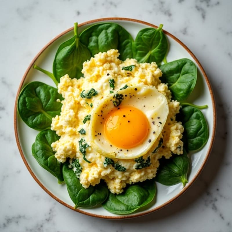 Creamy Scrambled Eggs with Fresh Spinach