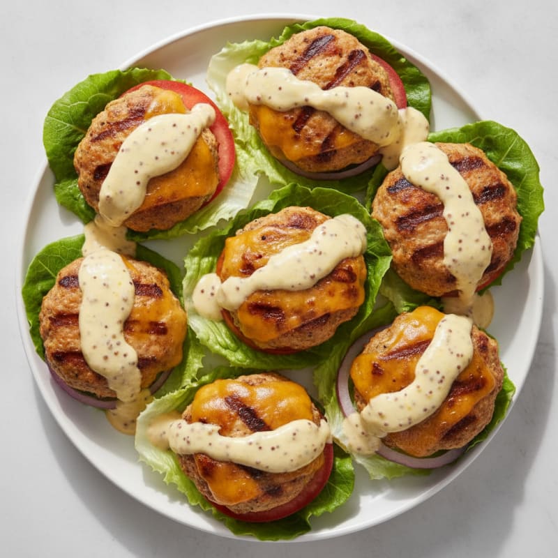 Grilled Chicken Cheeseburger Lettuce Wraps
