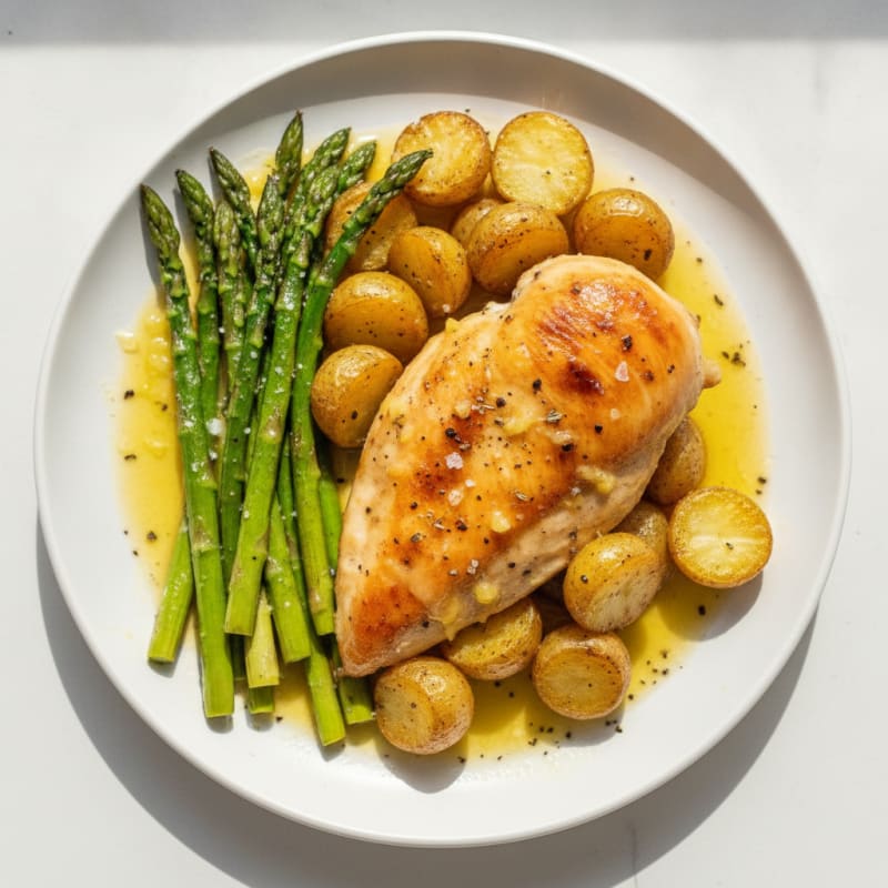 Lemon Herb Roasted Chicken with Asparagus