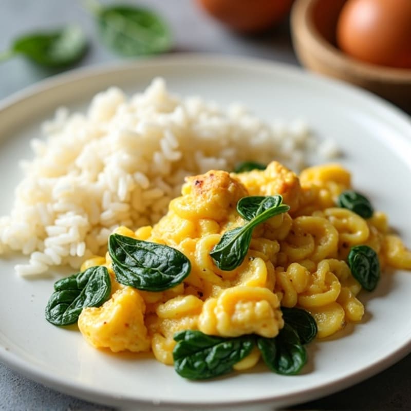 Cottage Cheese Egg Scramble with Chicken and Spinach