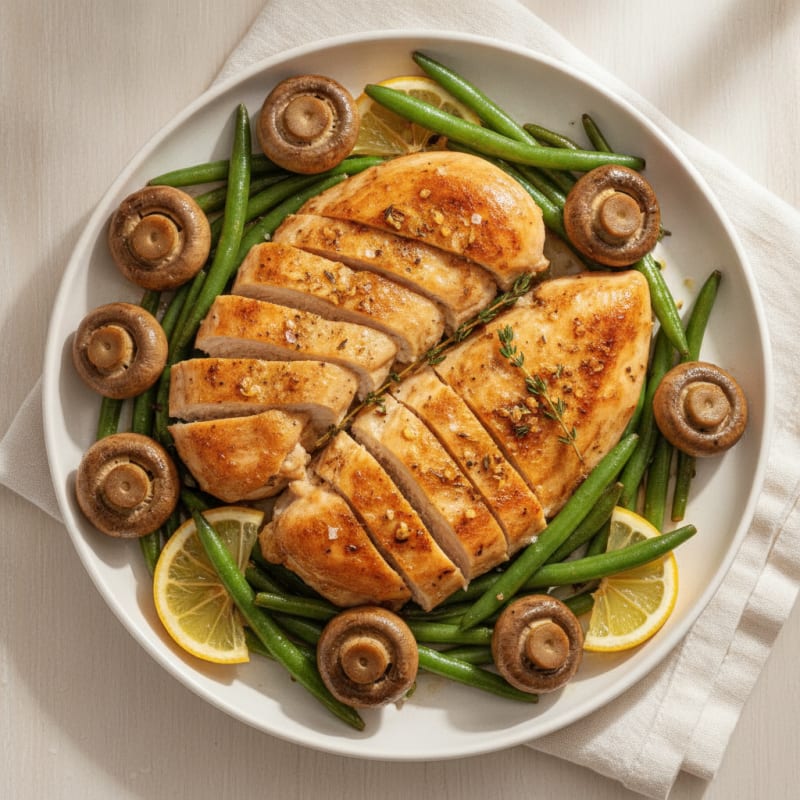 Garlic Butter Roasted Mushrooms and Chicken