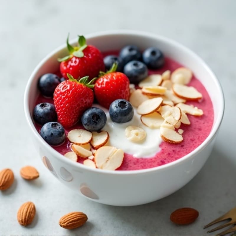 Creamy Greek Yogurt with Fresh Berries and Crunchy Almonds