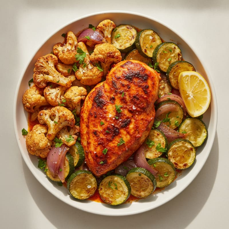Spicy Harissa Chicken with Roasted Vegetables