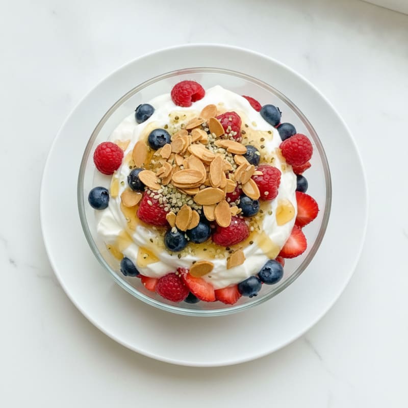 Creamy Greek Yogurt Parfait with Mixed Berries and Almonds