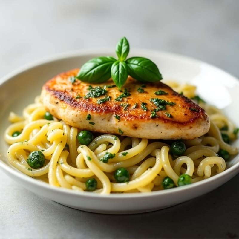 Creamy Herb-Roasted Chicken Pesto Pasta