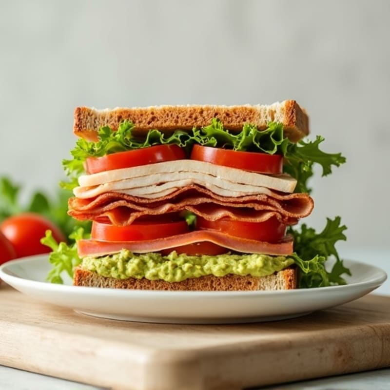 Stacked Turkey Club with Fresh Avocado Spread
