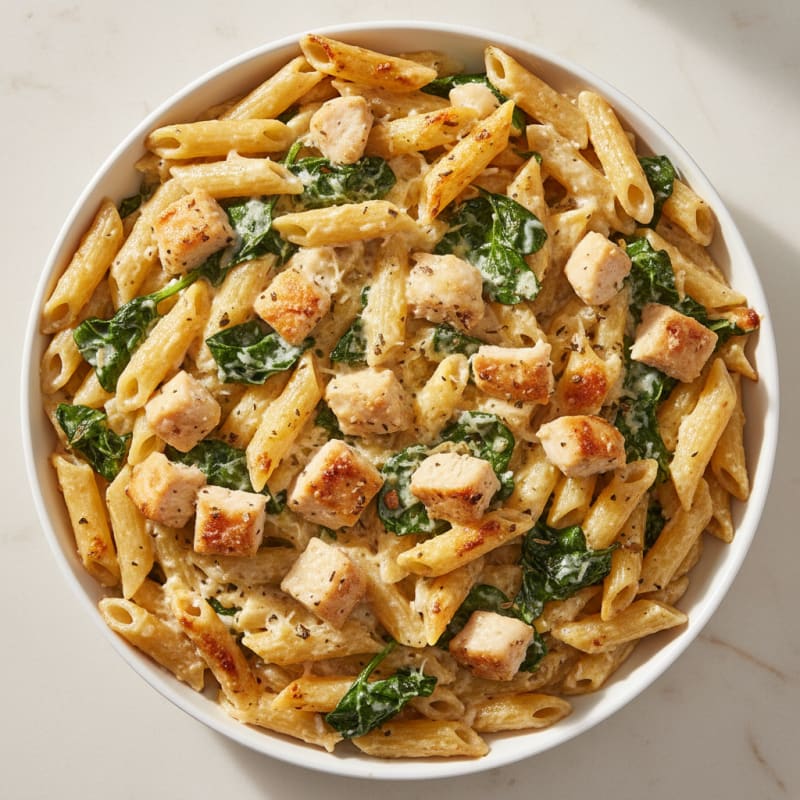 Creamy Garlic Chicken Pasta Bake