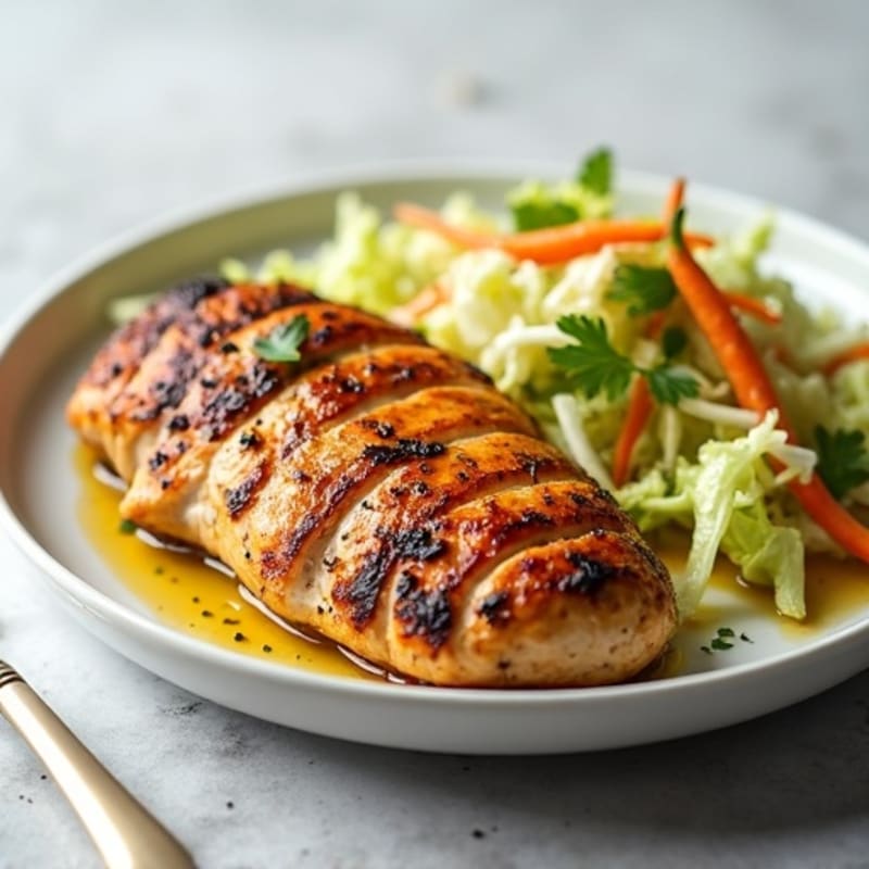 Grilled Chicken Breast with Crunchy Cabbage Slaw