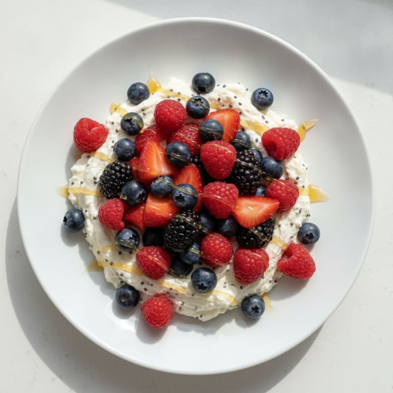 Silky Greek Yogurt Protein Mousse with Mixed Berries