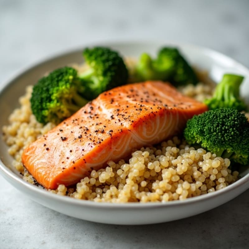 Oven-Baked Salmon with Roasted Broccoli and Quinoa
