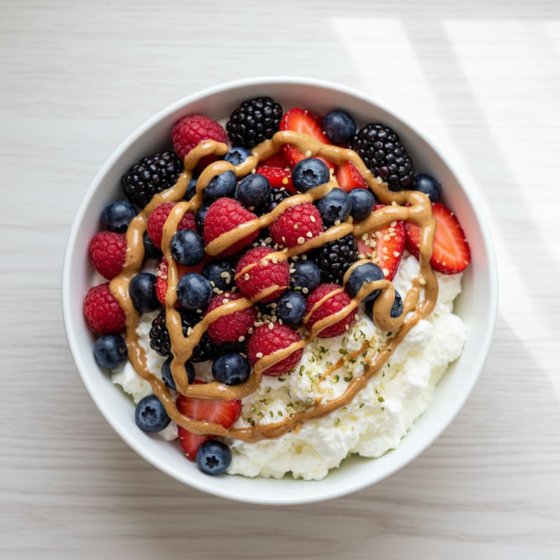 Greek Yogurt Protein Bowl with Mixed Berries and Almond Butter