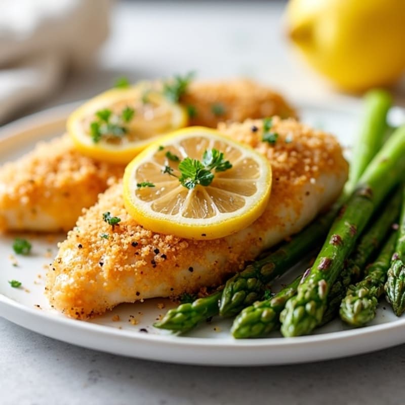 Crispy Lemon Herb Chicken with Roasted Asparagus