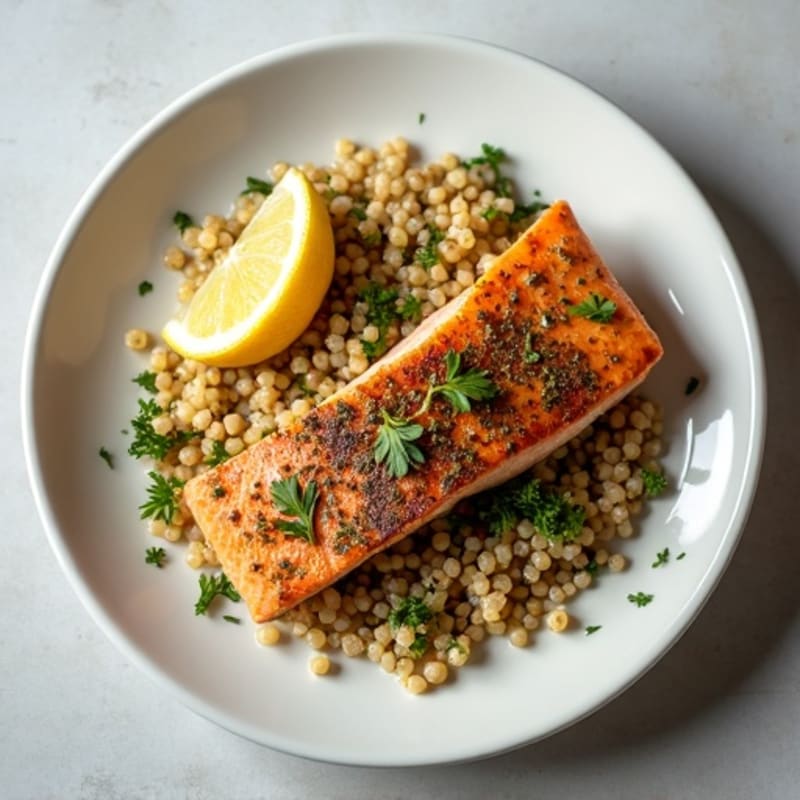 Herb-Crusted Pan Seared Salmon with Quinoa